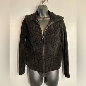 Designers Studio Originals black front zip ribbed sweater